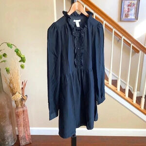 Gracie 100% Silk Mini Dress with Ruffle Collar Size Medium